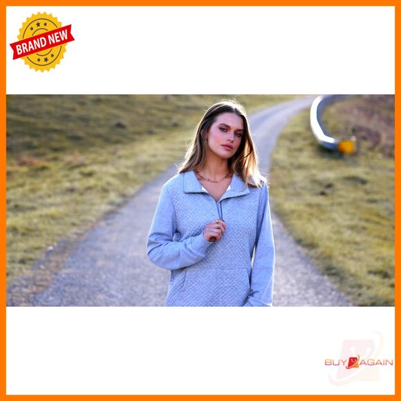 Quilted Pattern Lightweight Zipper Pullover Long Sleeve Casual Chic Oversized - Picture 7 of 7